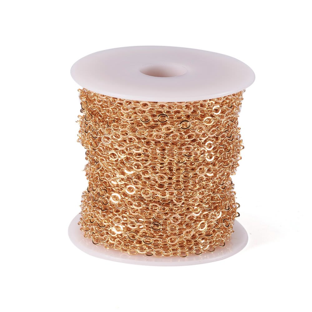 Cadena eslabón redondo soldado 3.5 x 3 mm baño de oro / metro2