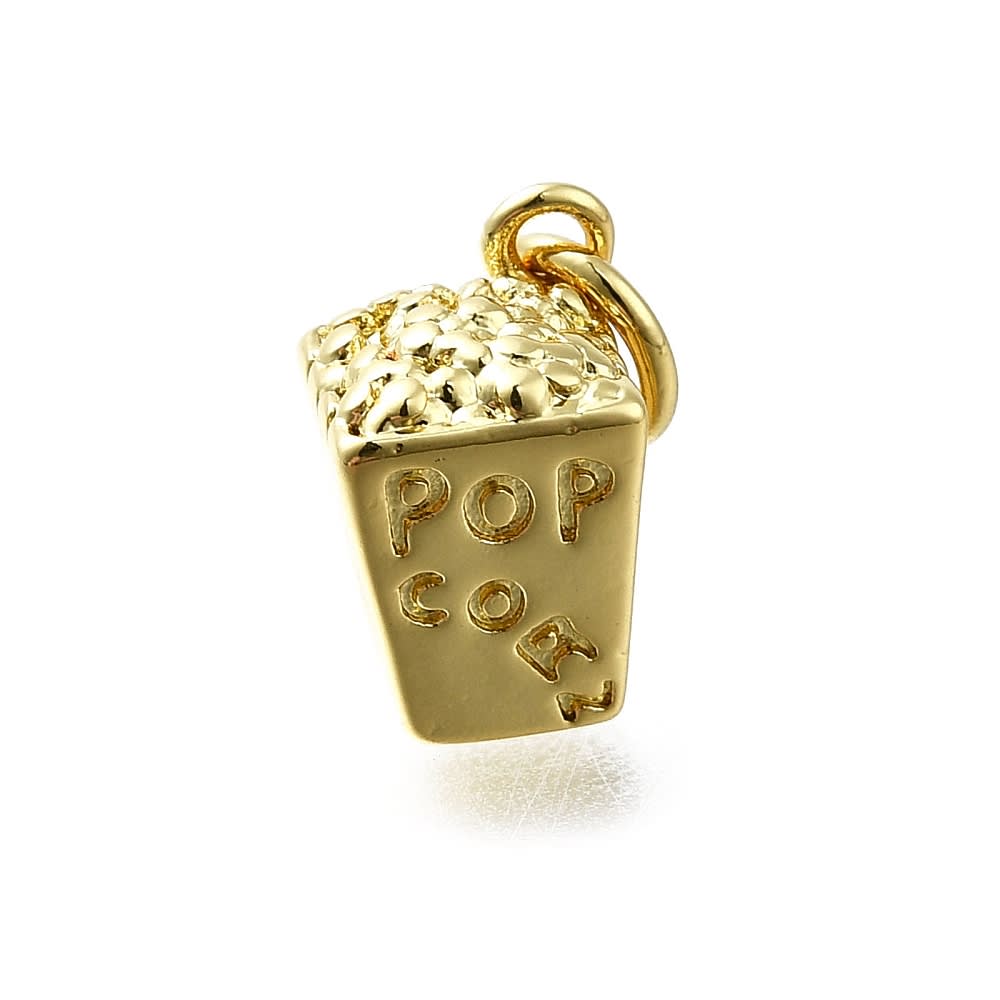 Dije colgante Pop corn cabritas cotufas 11 mm baño oro / unidad1