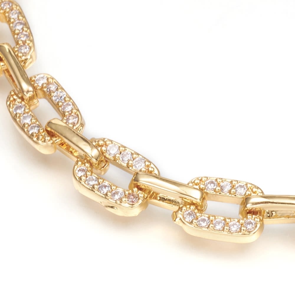 Pulsera eslabón clip elegante con zircón baño de oro / unidad2