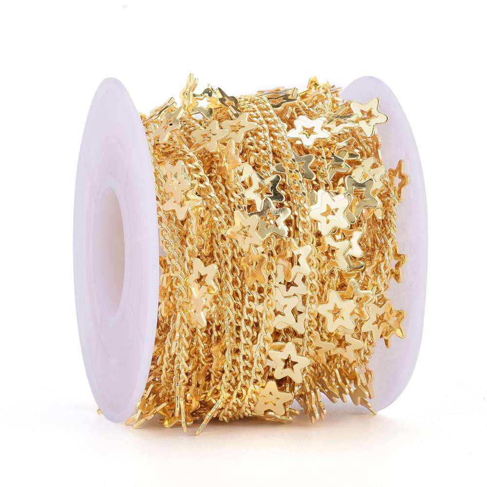 Cadena con corazón y estrella colgante baño de oro / metro4