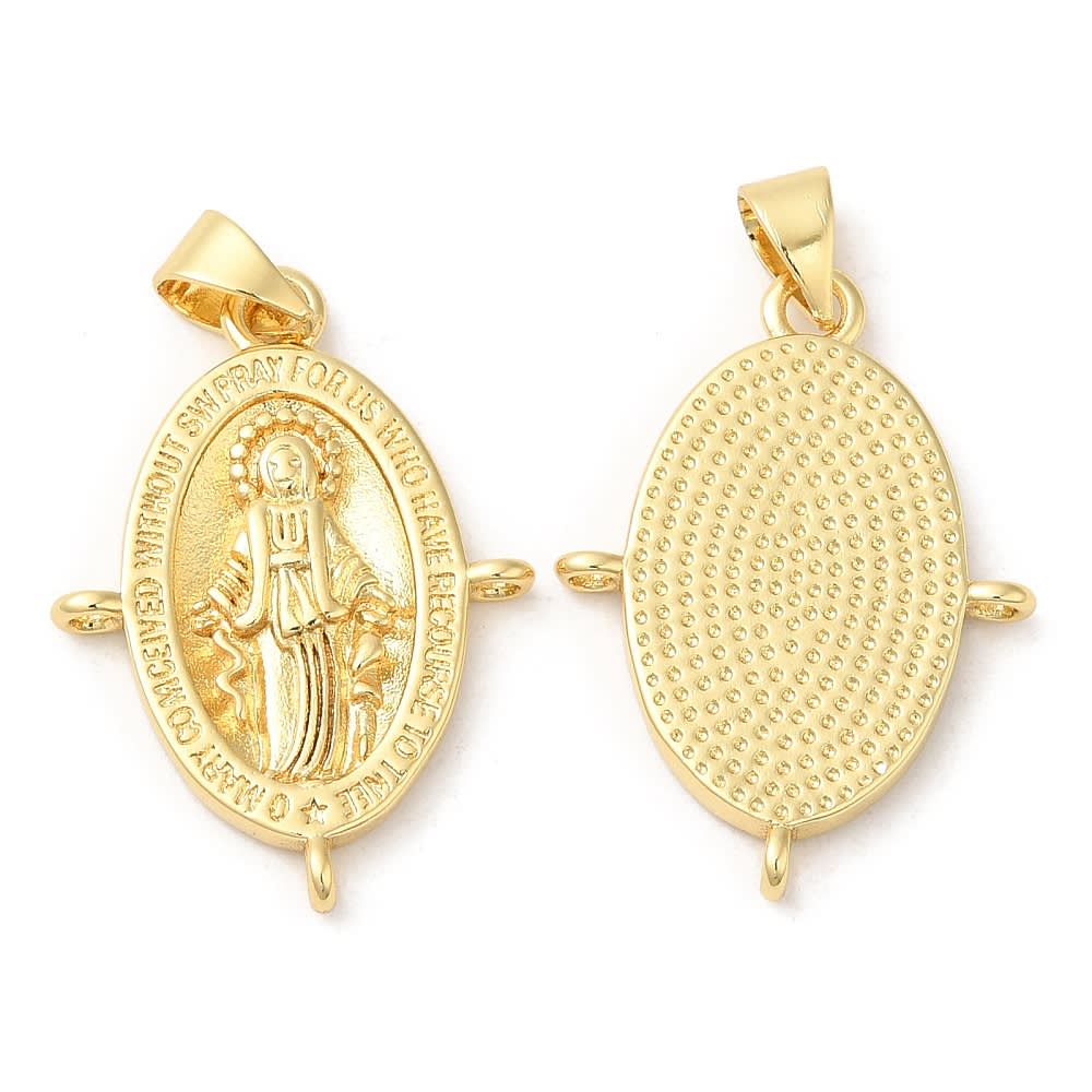 Dije colgante religioso con argolla para recamar baño oro / unidad4