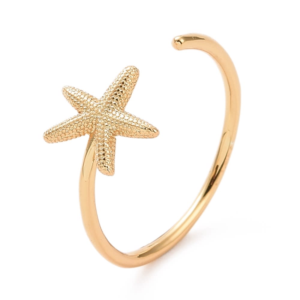 Anillo ajustable estrella de mar 9.5 mm baño de oro / unidad1