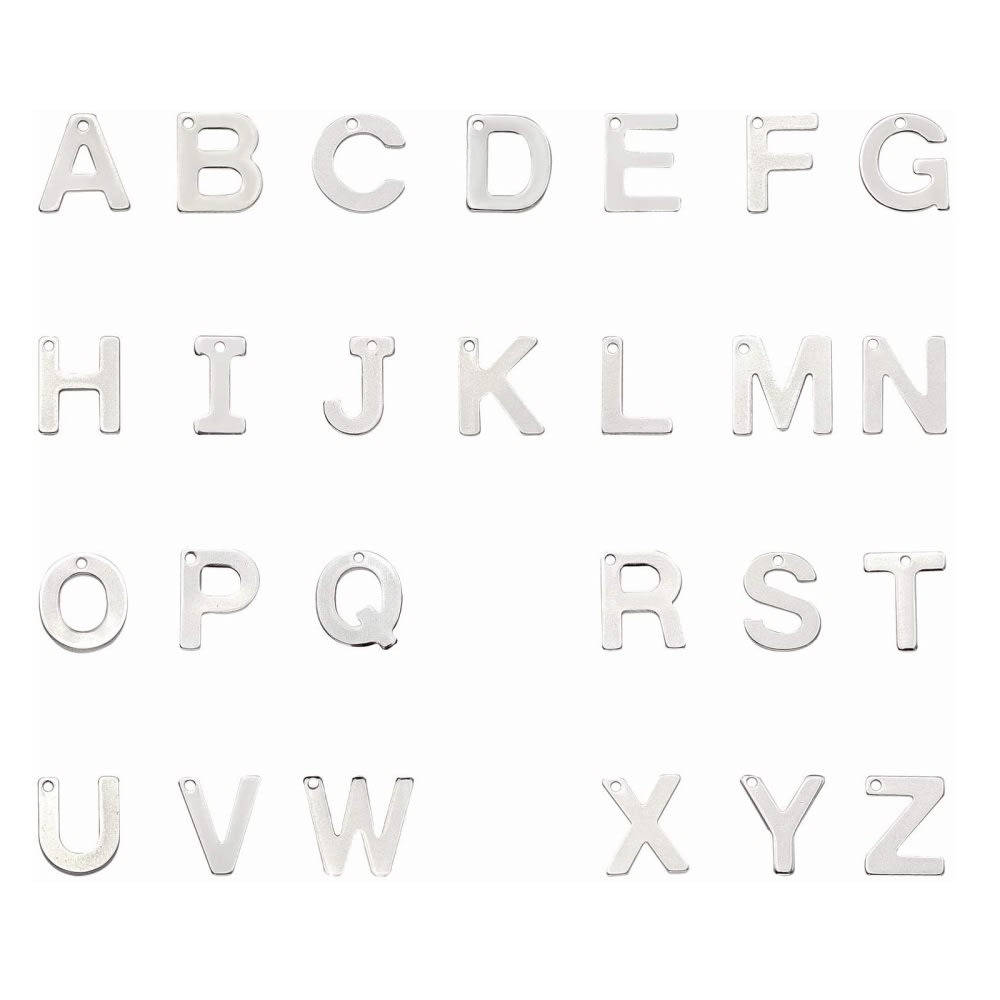 Letras colgantes abecedario 11 mm acero plateado / unidad1
