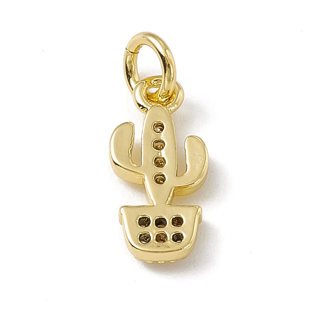 Dije colgante cactus 12.5 mm baño oro platino zircón / unidad4
