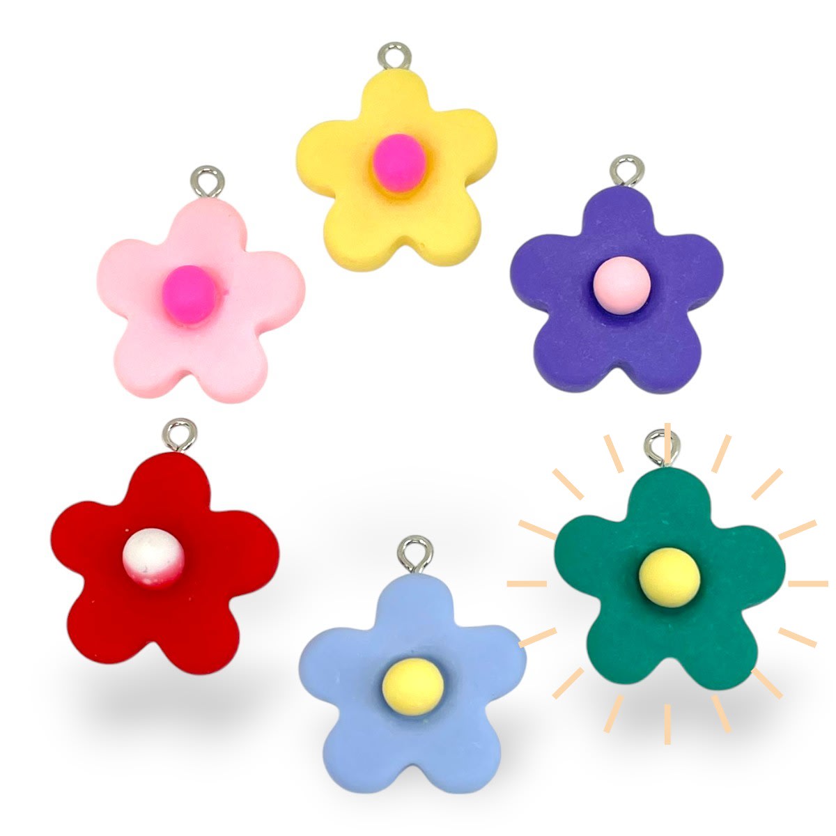 Dije colgante flor 25 mm resina / unidad3