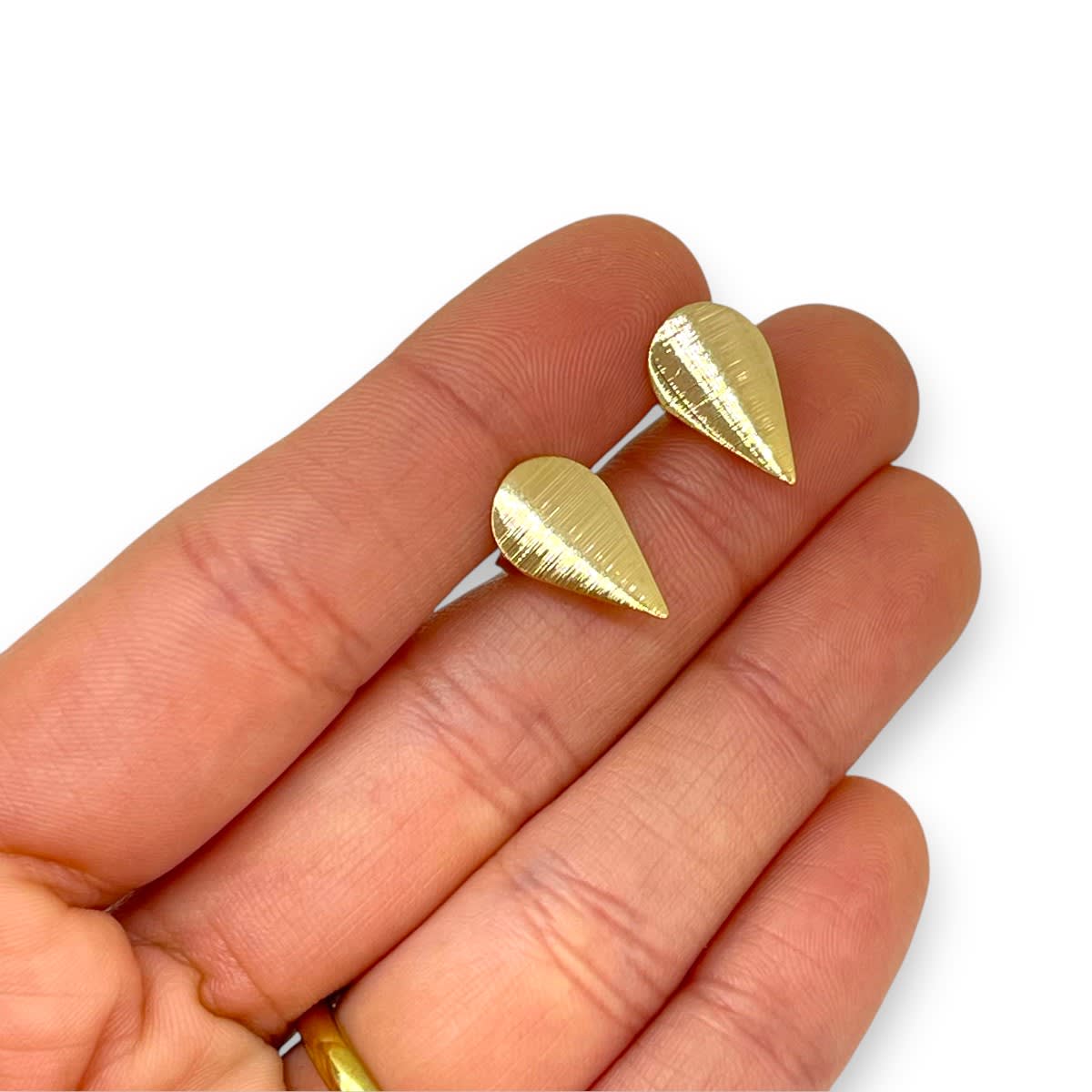 Base de aros topito lágrima gota 16x10 mm baño de oro / par2