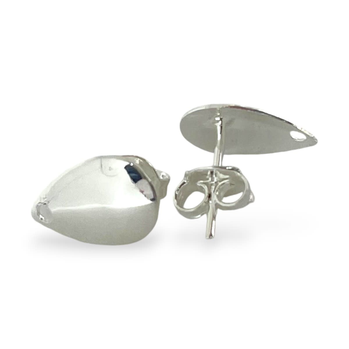 Base de aros topito lágrima abombada 11x8 mm baño de plata / par1