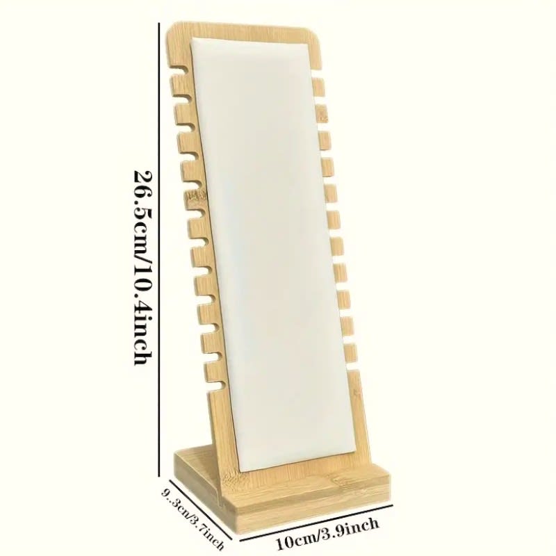 Exhibidor mostrario collar pulsera eco cuero madera vertical / unidad3