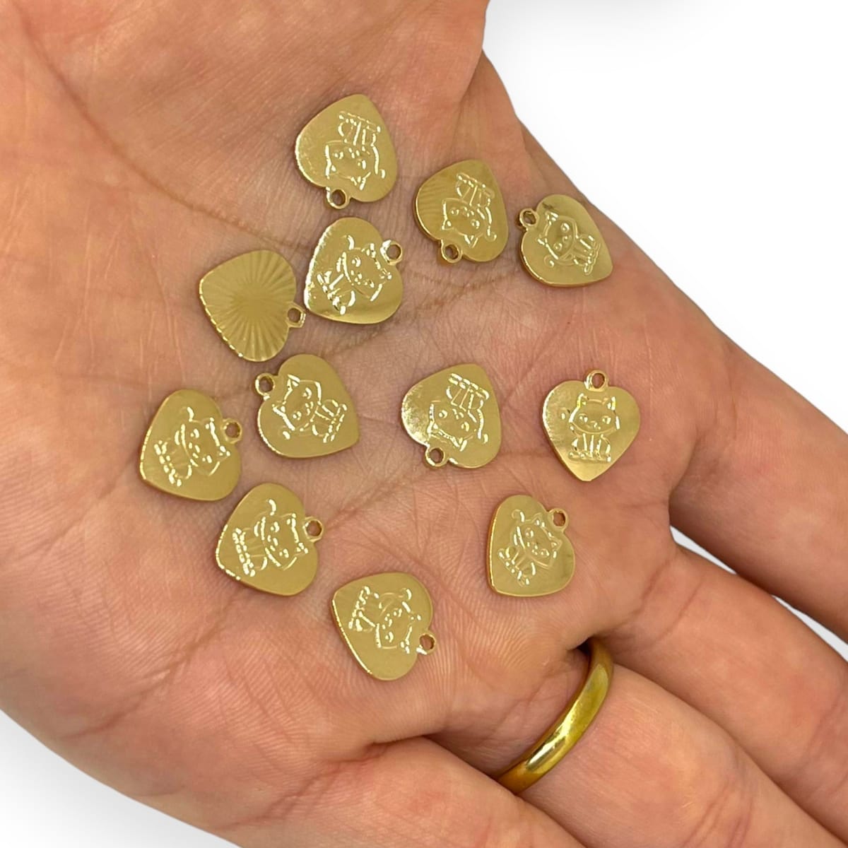 Mini dije corazón gato mascota 12 mm gold-filled / unidad2