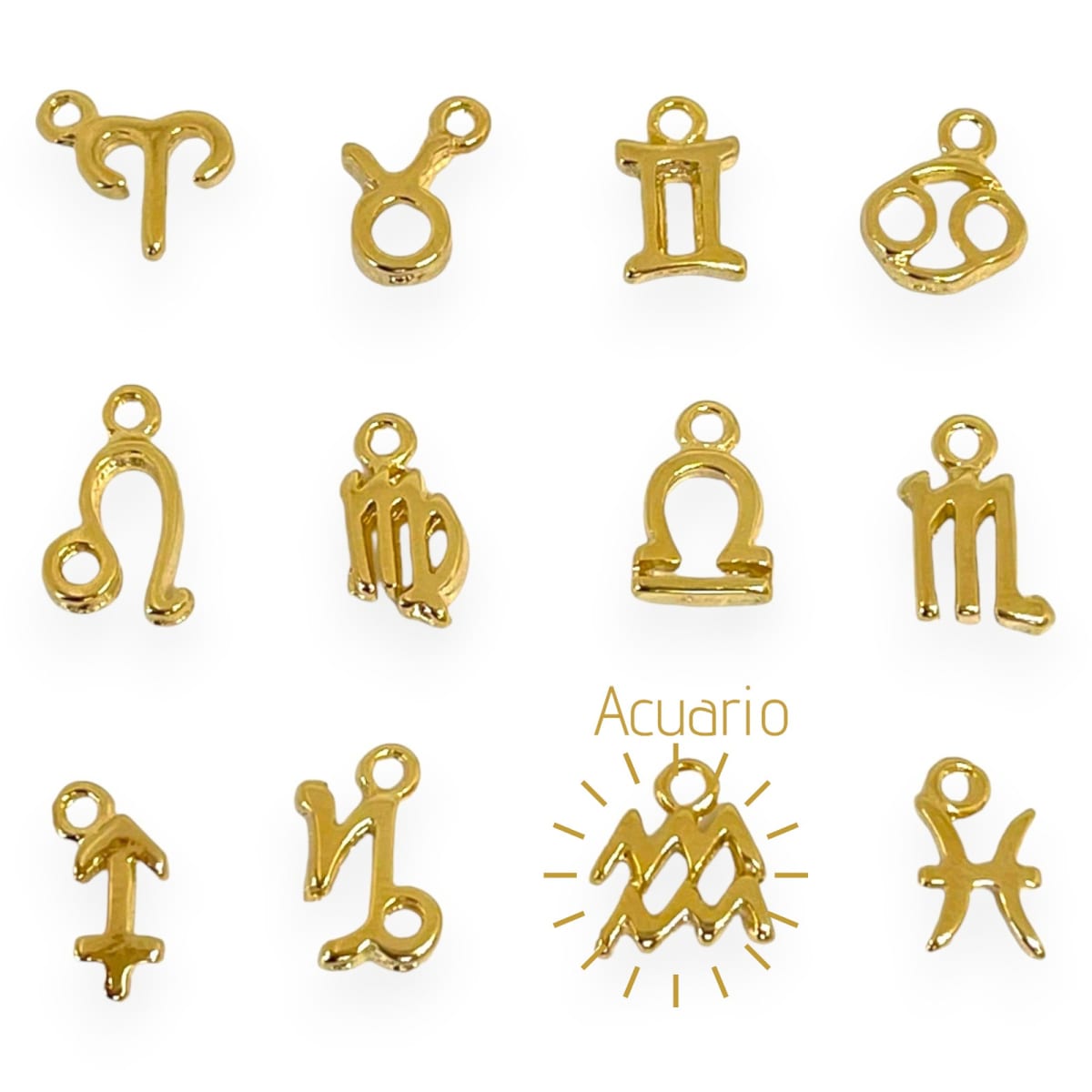 Mini dijes signos zodiacales 10 mm gold-filled / unidad3