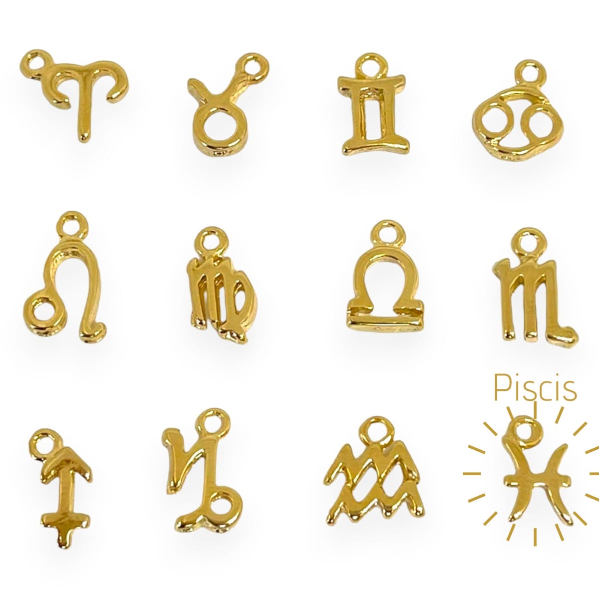 Mini dijes signos zodiacales 10 mm gold-filled / unidad2