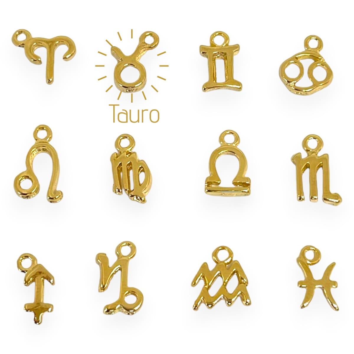 Mini dijes signos zodiacales 10 mm gold-filled / unidad12