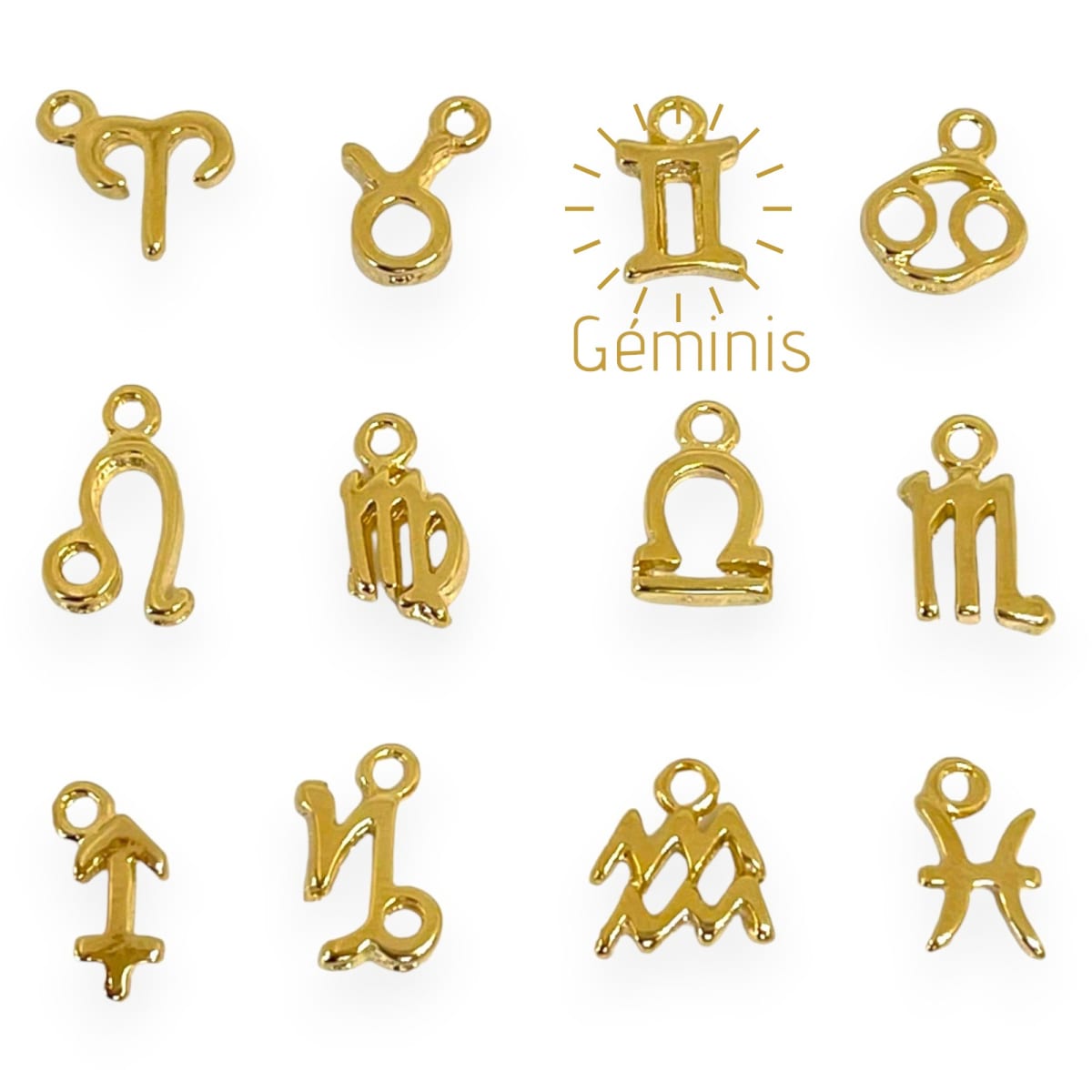 Mini dijes signos zodiacales 10 mm gold-filled / unidad11
