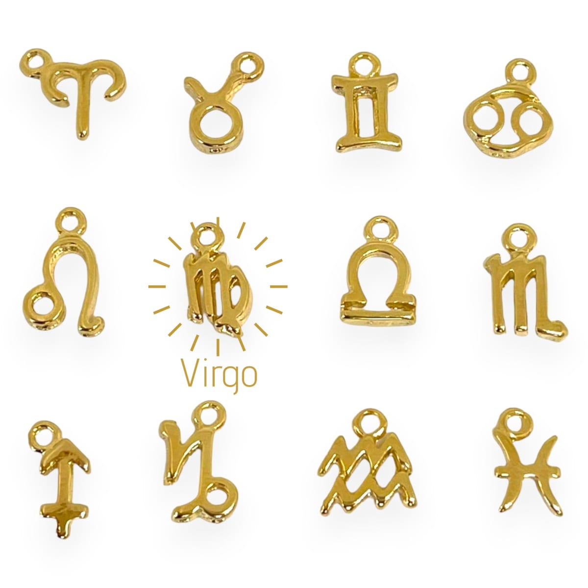 Mini dijes signos zodiacales 10 mm gold-filled / unidad8