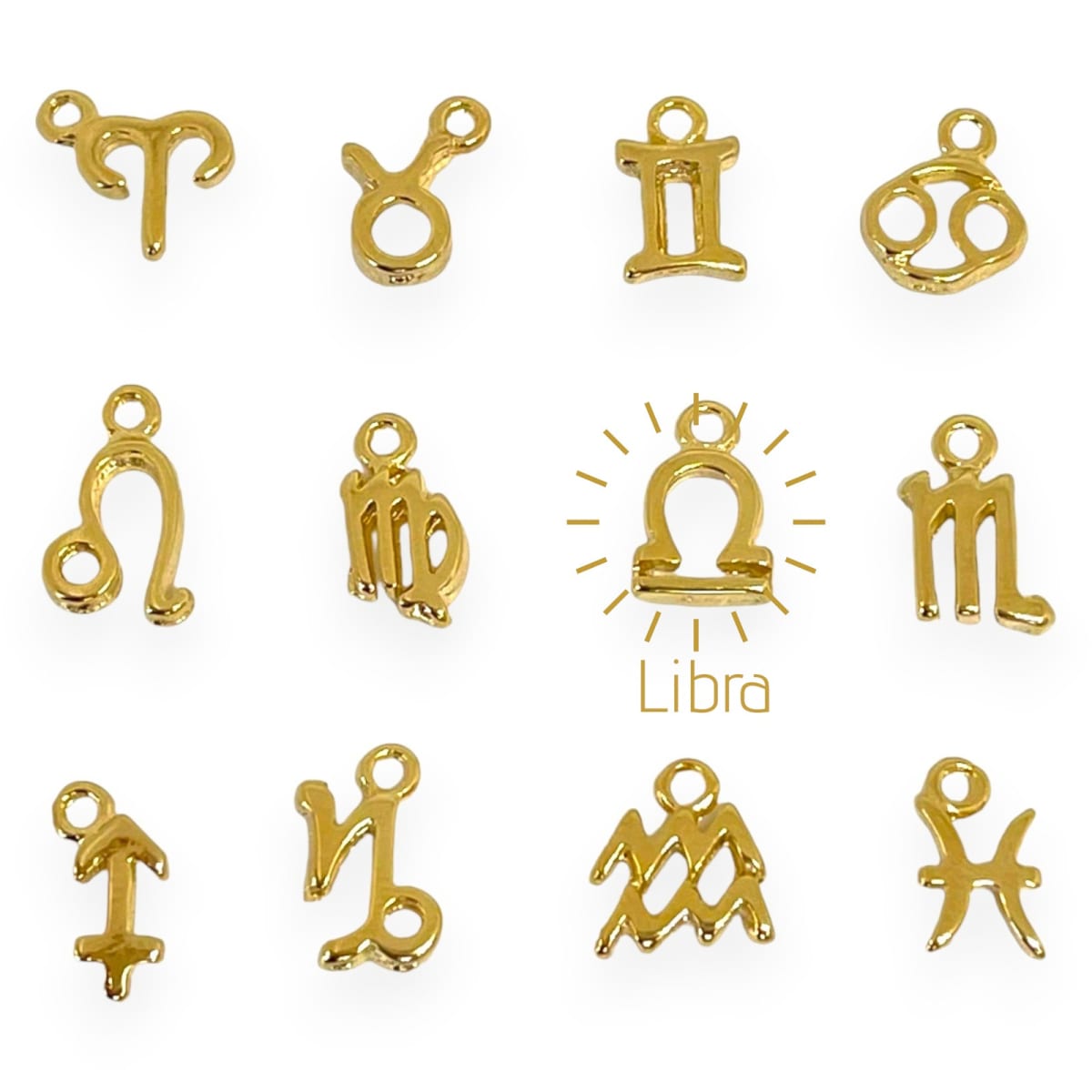 Mini dijes signos zodiacales 10 mm gold-filled / unidad7