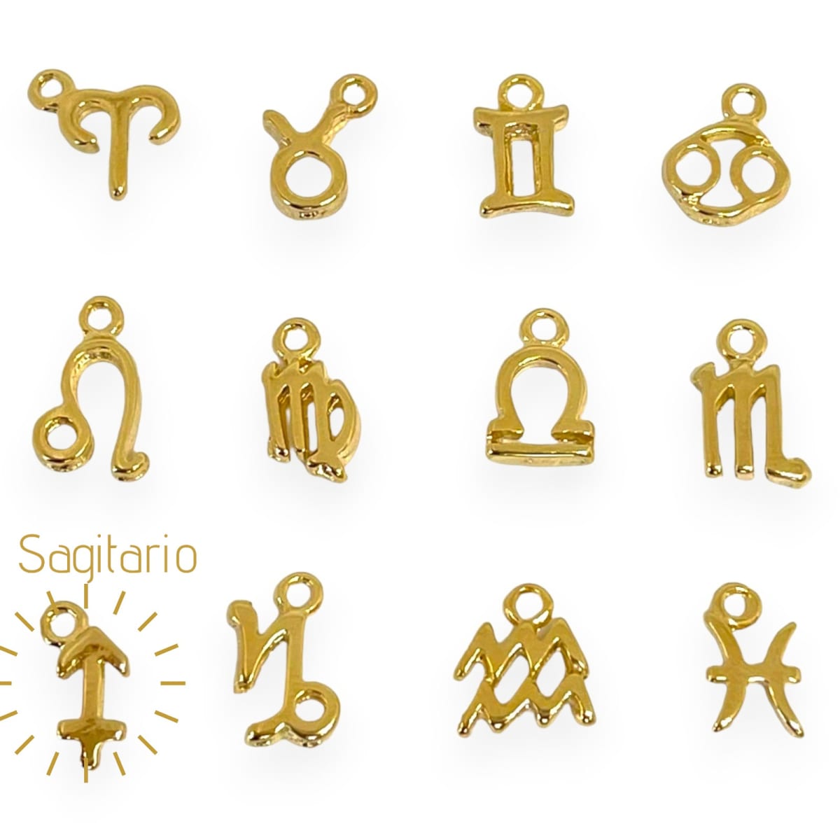 Mini dijes signos zodiacales 10 mm gold-filled / unidad5