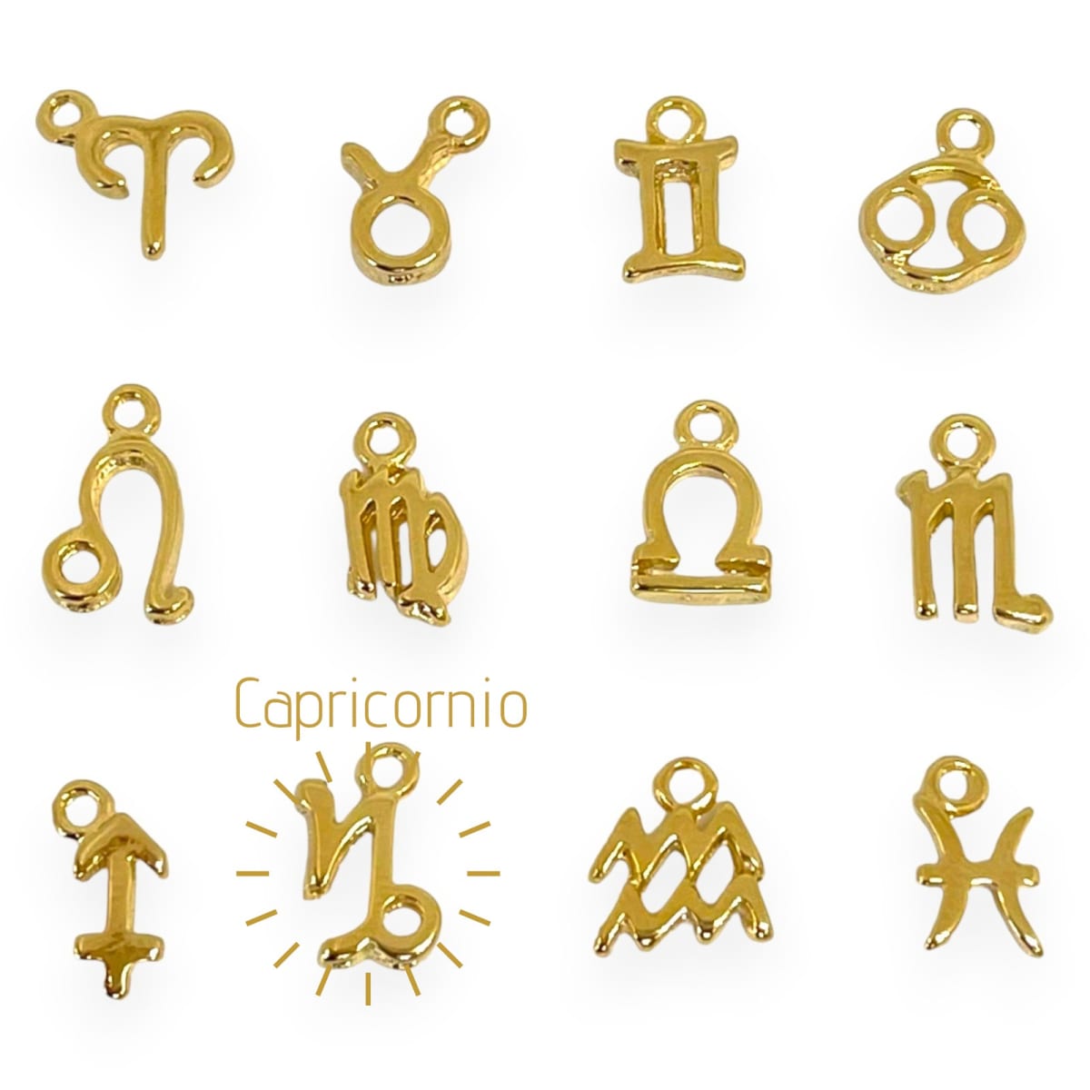 Mini dijes signos zodiacales 10 mm gold-filled / unidad4
