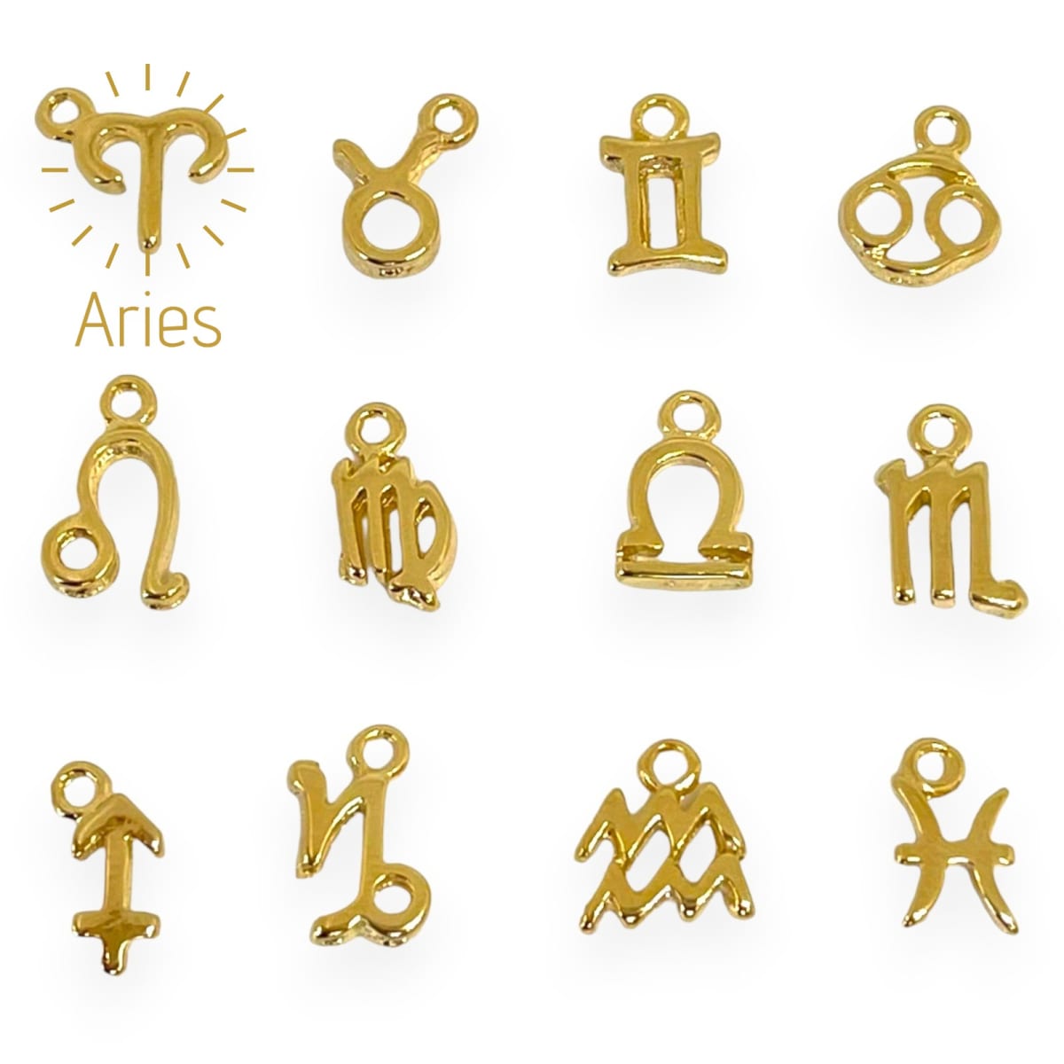 Mini dijes signos zodiacales 10 mm gold-filled / unidad13