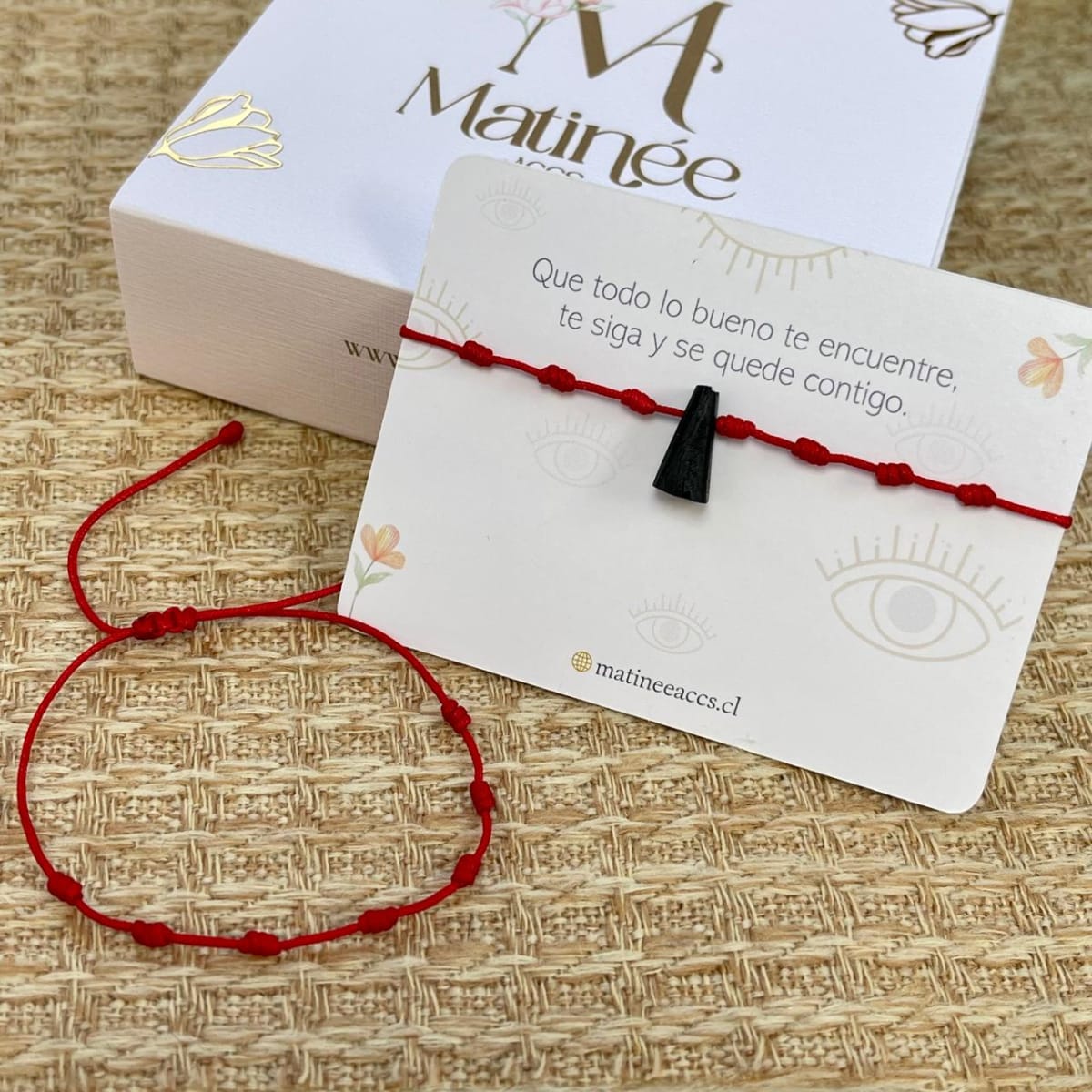 Pulsera y tobillera 7 nudos hilito rojo de protección con azabache / unidad2
