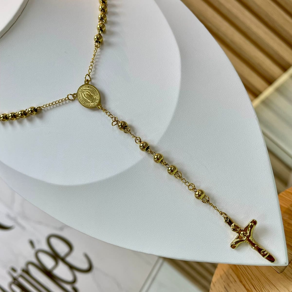 Rosario para caballero con balines 6 mm acero dorado plateado / unidad4