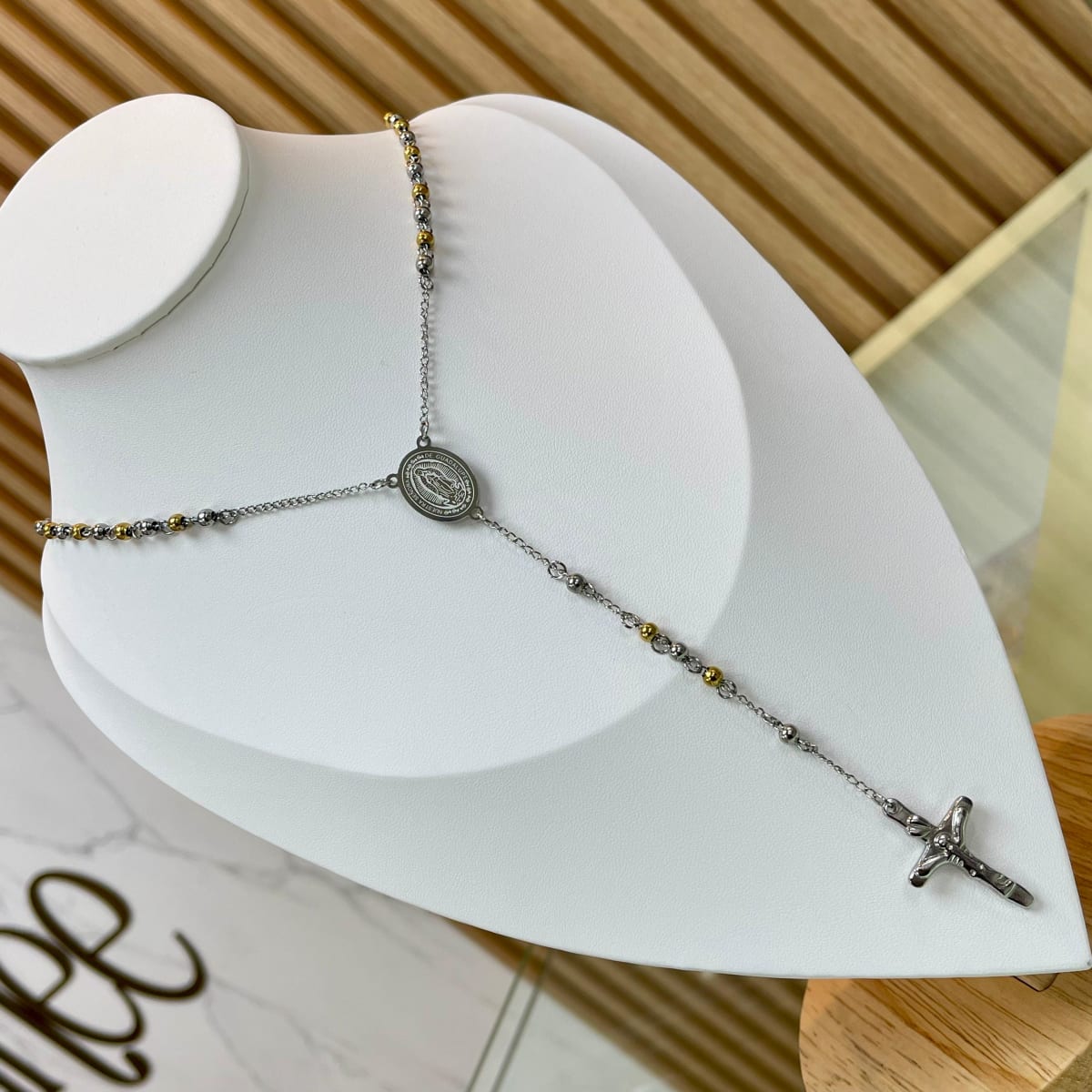 Rosario para dama caballero con balines 4~5 mm acero dorado plateado / unidad3