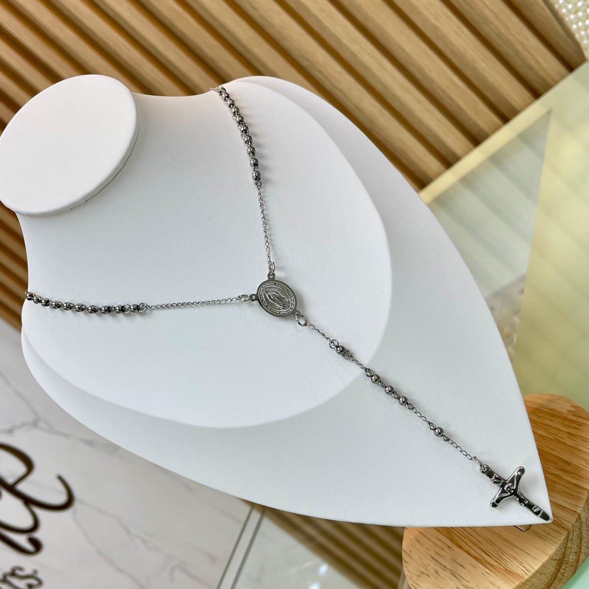 Rosario para dama caballero con balines 4~5 mm acero dorado plateado / unidad2