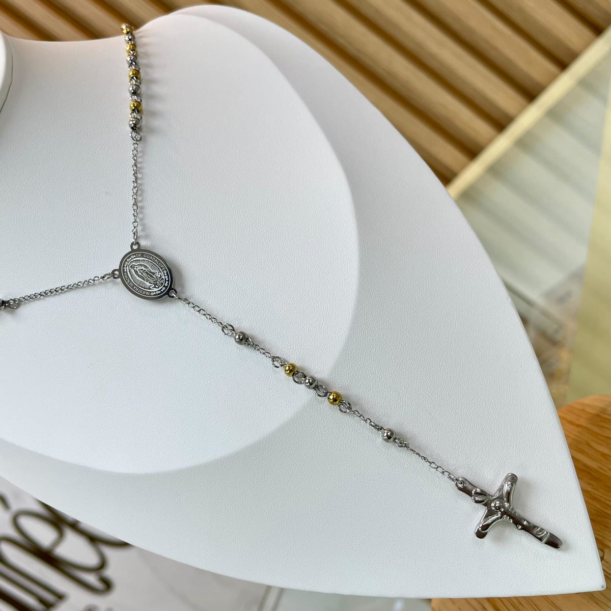 Rosario para dama caballero con balines 4~5 mm acero dorado plateado / unidad6