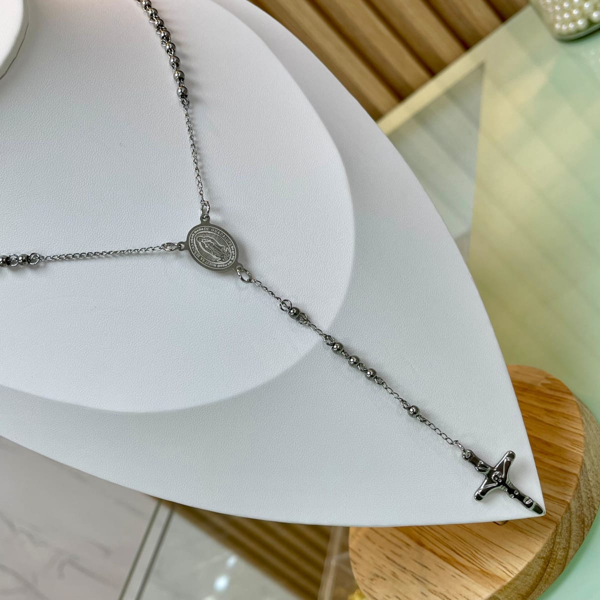 Rosario para dama caballero con balines 4~5 mm acero dorado plateado / unidad5