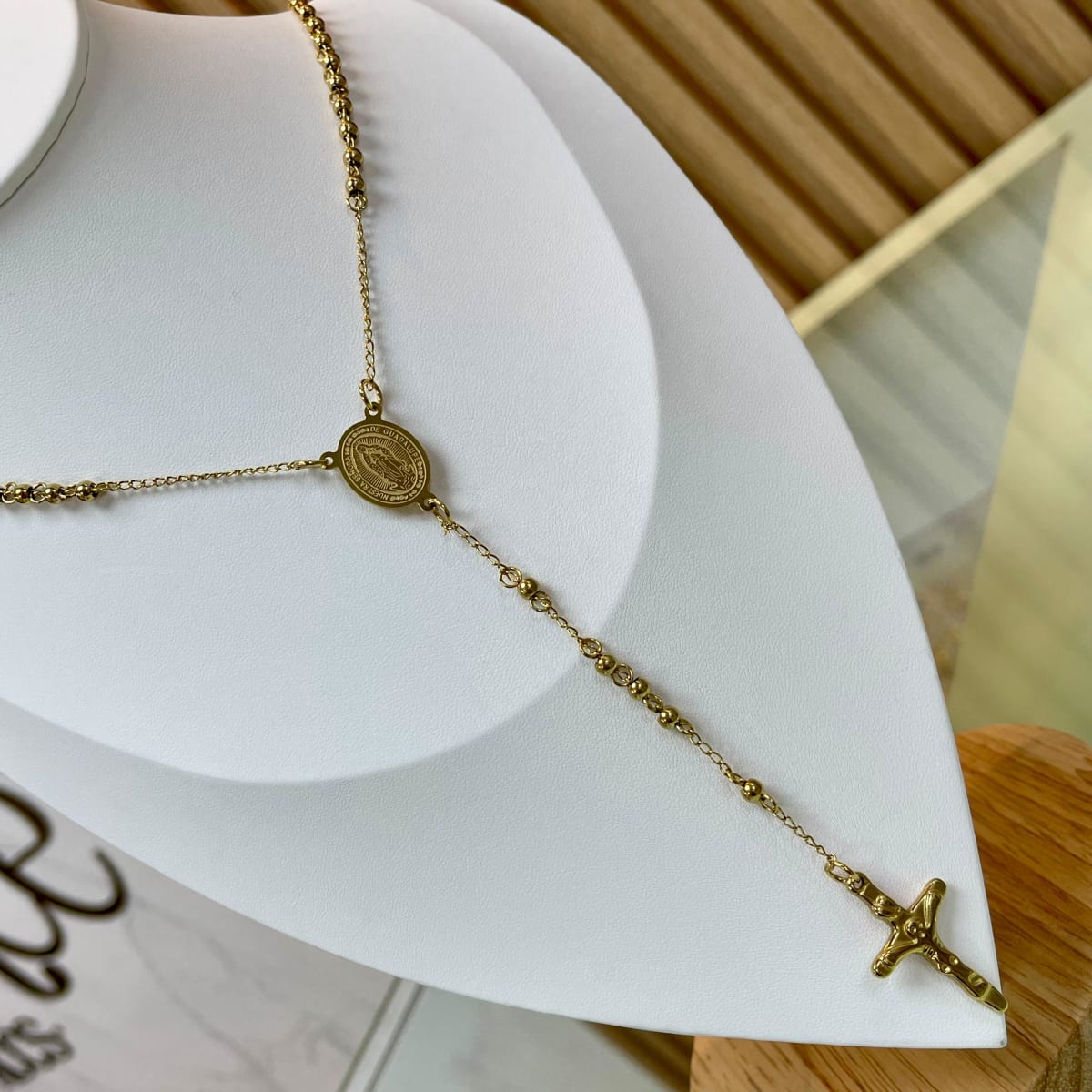 Rosario para dama caballero con balines 4~5 mm acero dorado plateado / unidad4