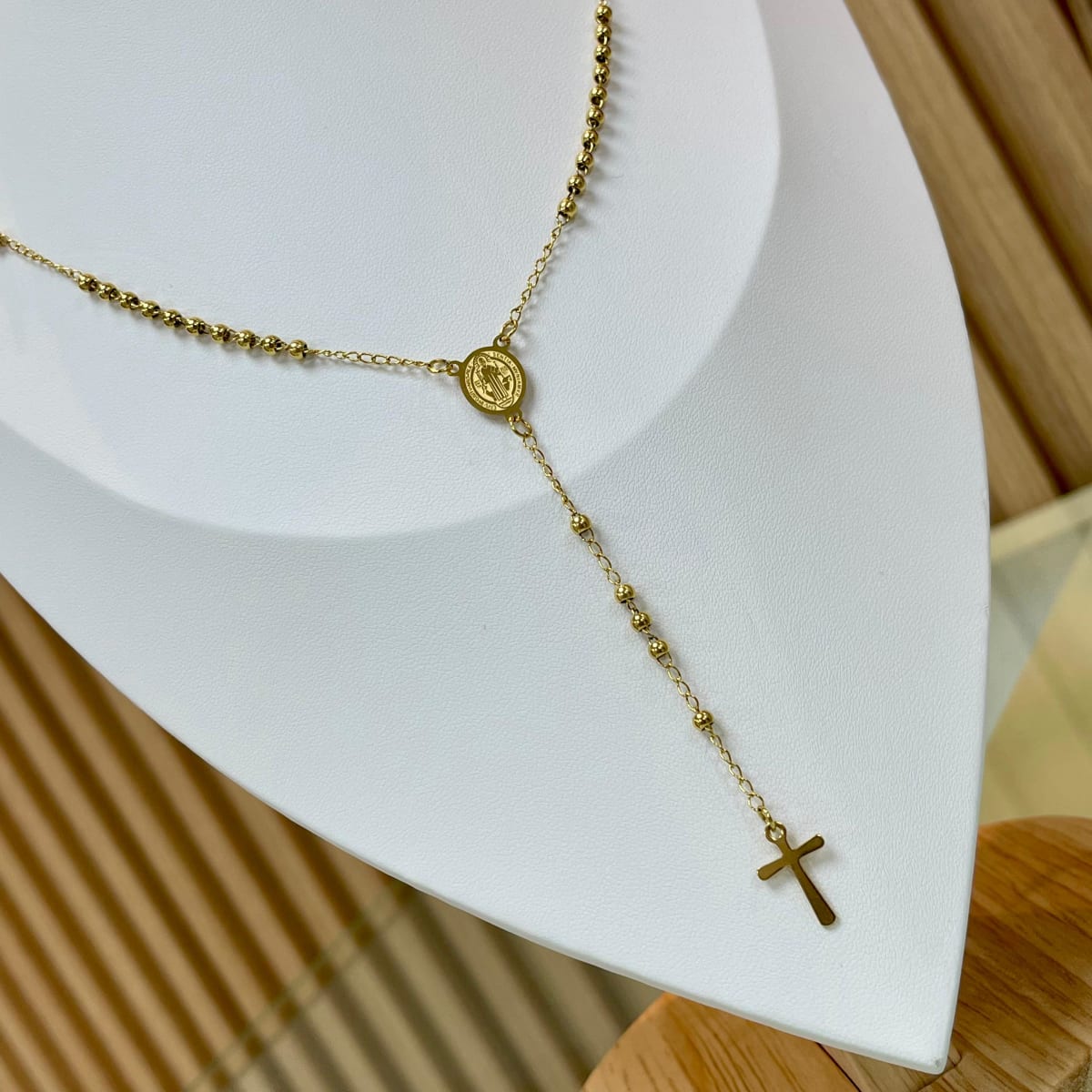 Rosario para caballero dama con balines 3 mm acero dorado plateado / unidad4