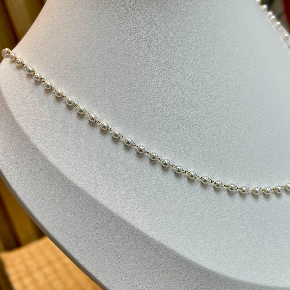 Collar acero con perlas sintéticas 3 mm / unidad2