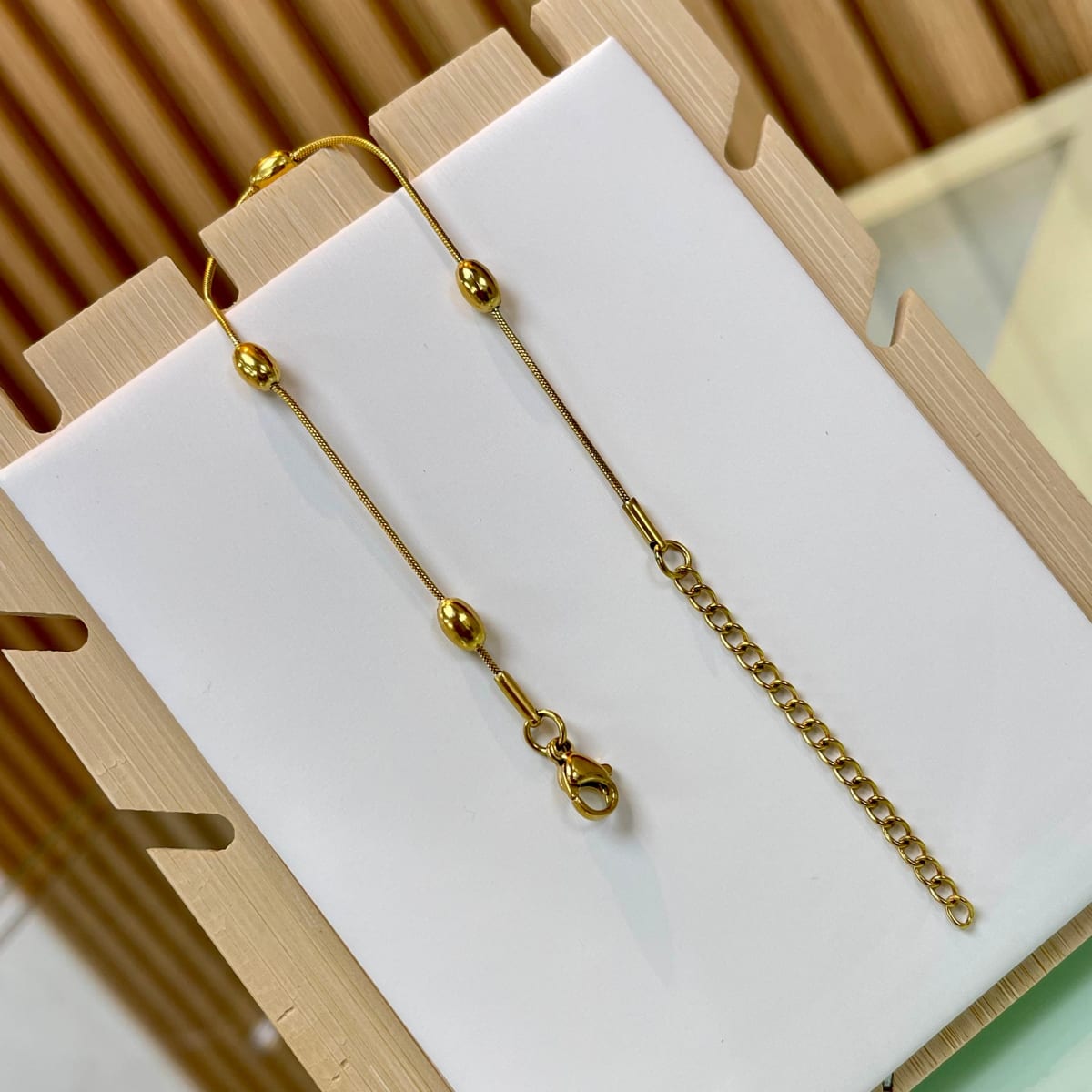 Pulsera balines alargados ovalados grano de arroz acero / unidad2