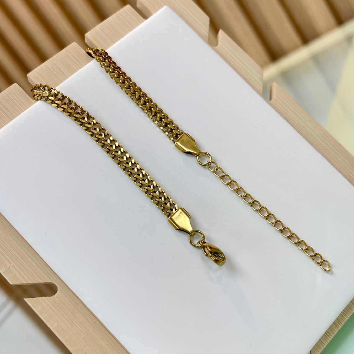 Pulsera tejido trenzado acero dorado / unidad2