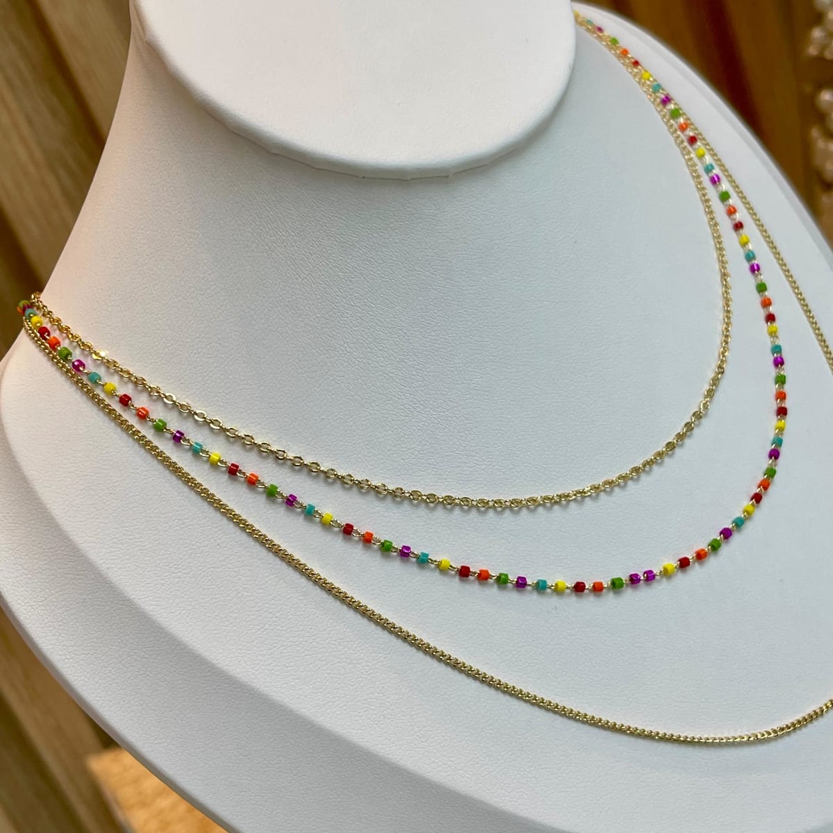 Collar 3 en 1 cristal multicolor baño de oro / unidad1
