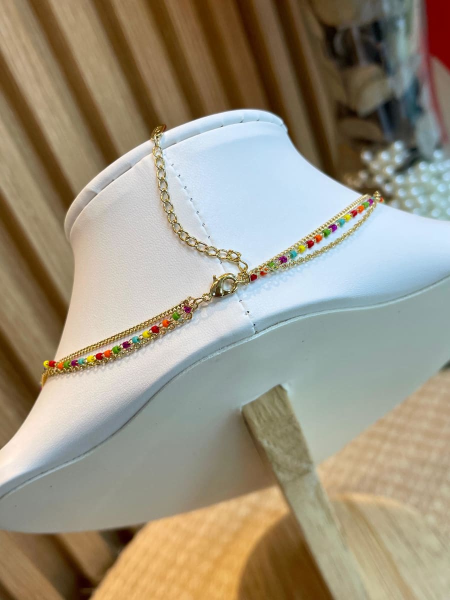 Collar 3 en 1 cristal multicolor baño de oro / unidad3