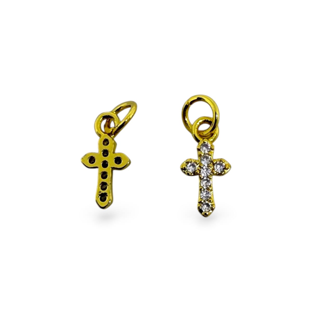 Dije colgante mini cruz 6x12 mm zircón baño de oro / unidad2