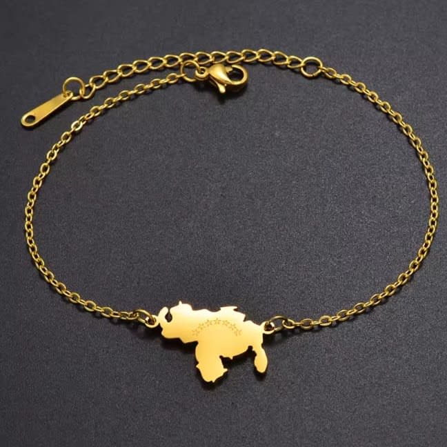 Pulsera con mapa de venezuela 7 estrellas en acero / unidad2
