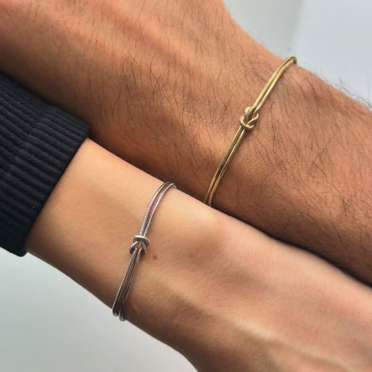 Pulsera para parejas con nudo en acero / set1