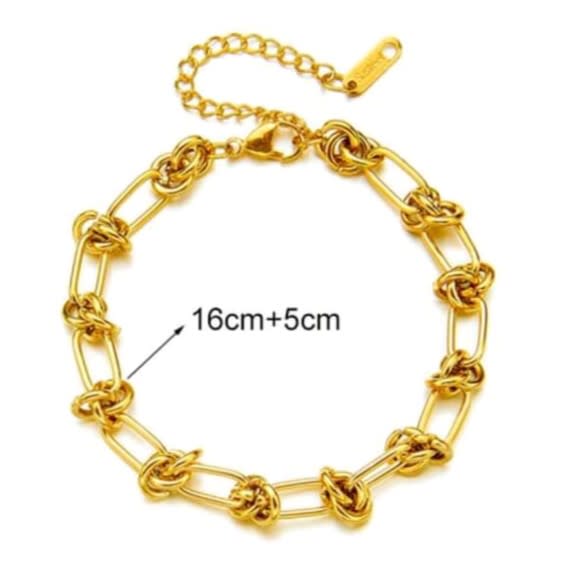 Pulsera eslabón grande con nudos acero / unidad2