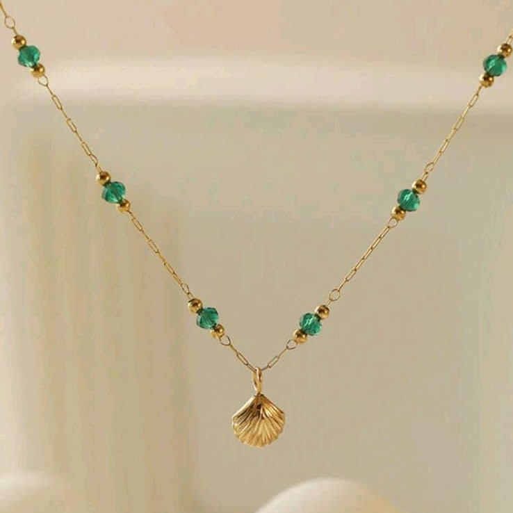 Tobillera con cuentas pasadoras verde acero / unidad2