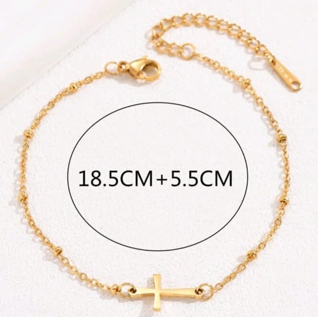 Tobillera con cruz acero / unidad1