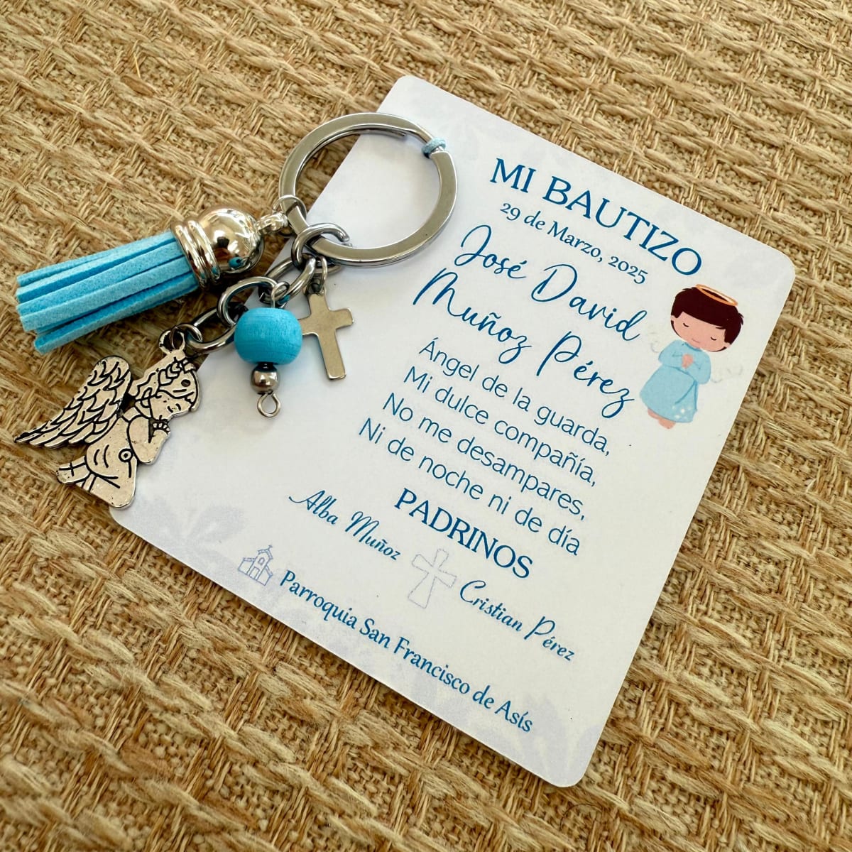 Souvenir llavero recuerdo bautizo comunión confirmación bebé niño niña / docena1