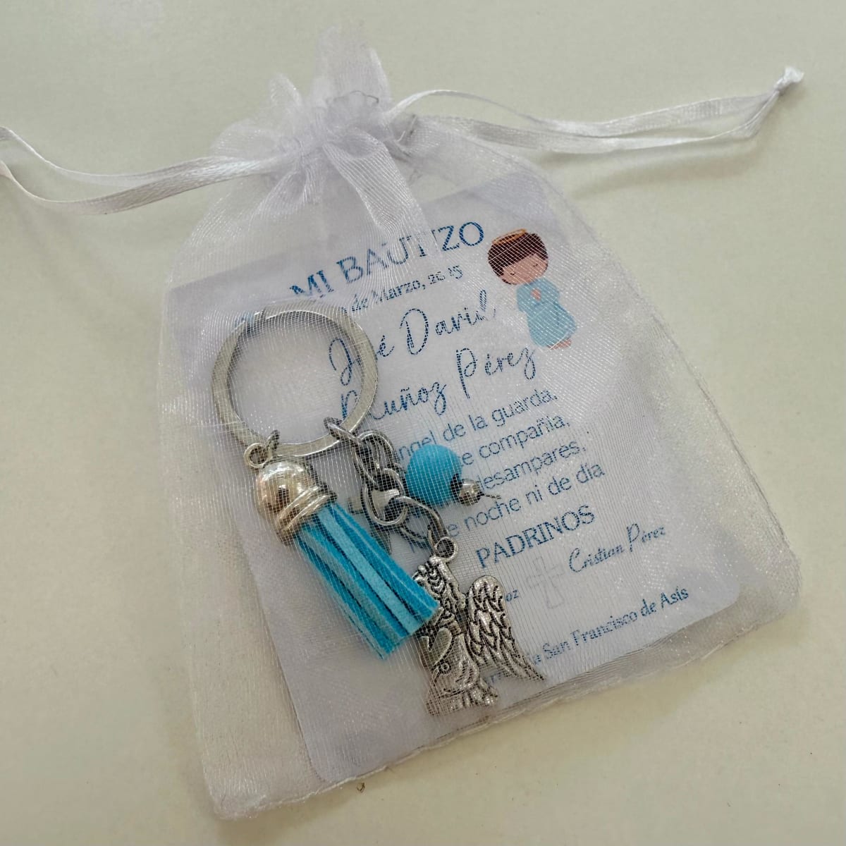 Souvenir llavero recuerdo bautizo comunión confirmación bebé niño niña / docena3