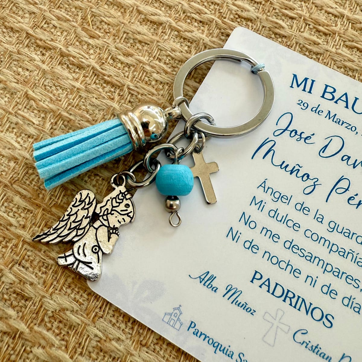 Souvenir llavero recuerdo bautizo comunión confirmación bebé niño niña / docena2