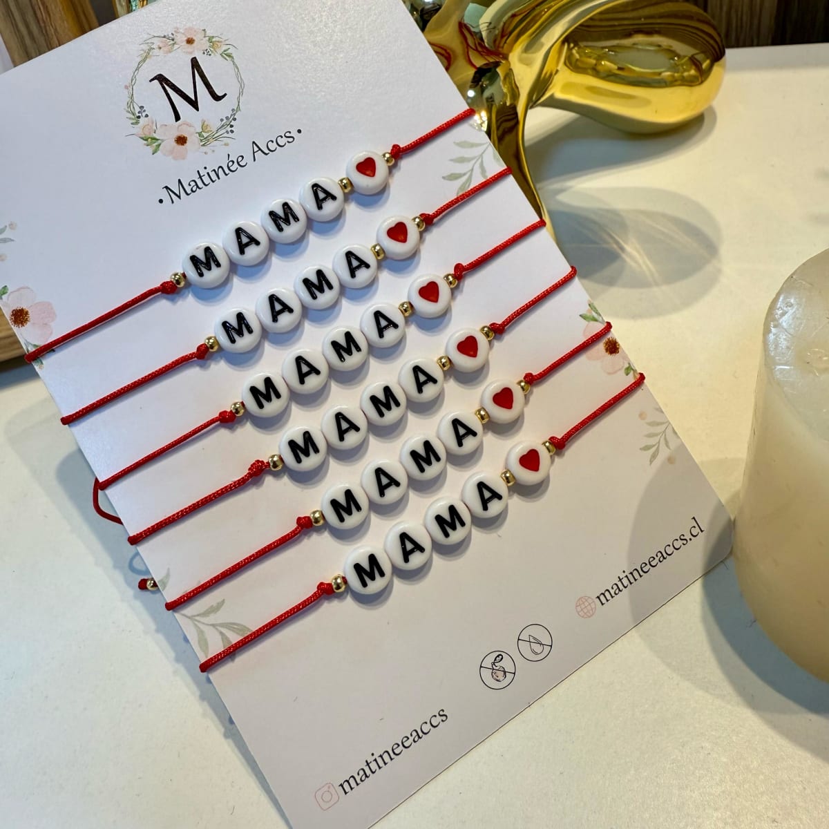 Pulsera hilito rojo negro regalo mamá ajustable / pack2