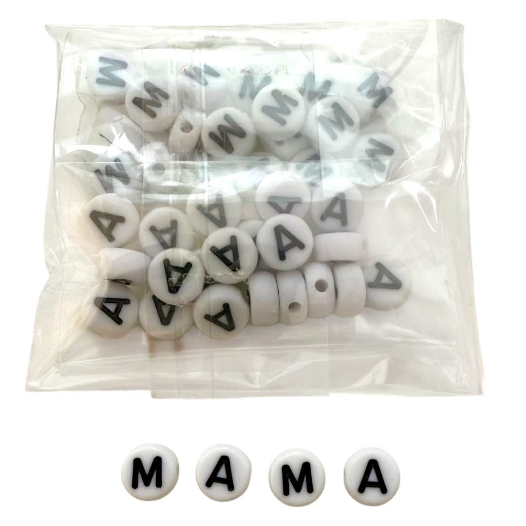 Letras plásticas redonda palabra mamá  / paq2