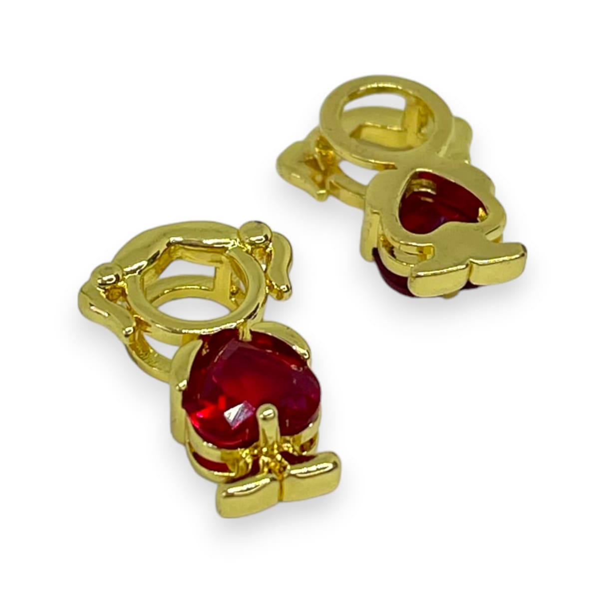 Dije pasador niña punto de luz roja baño de oro / unidad2