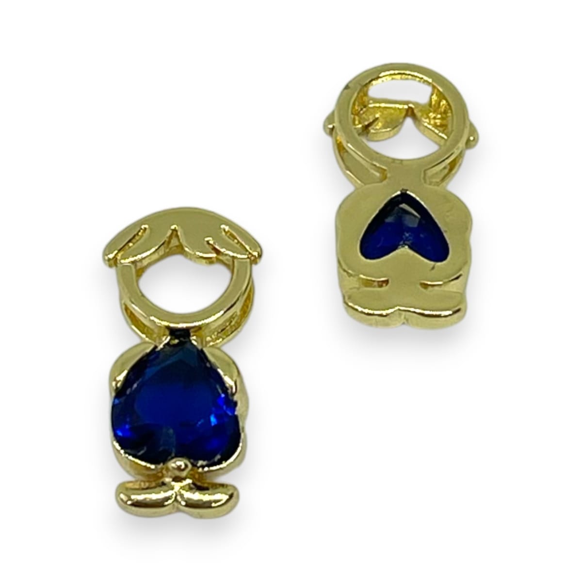 Dije pasador niño punto de luz azul baño de oro / unidad1