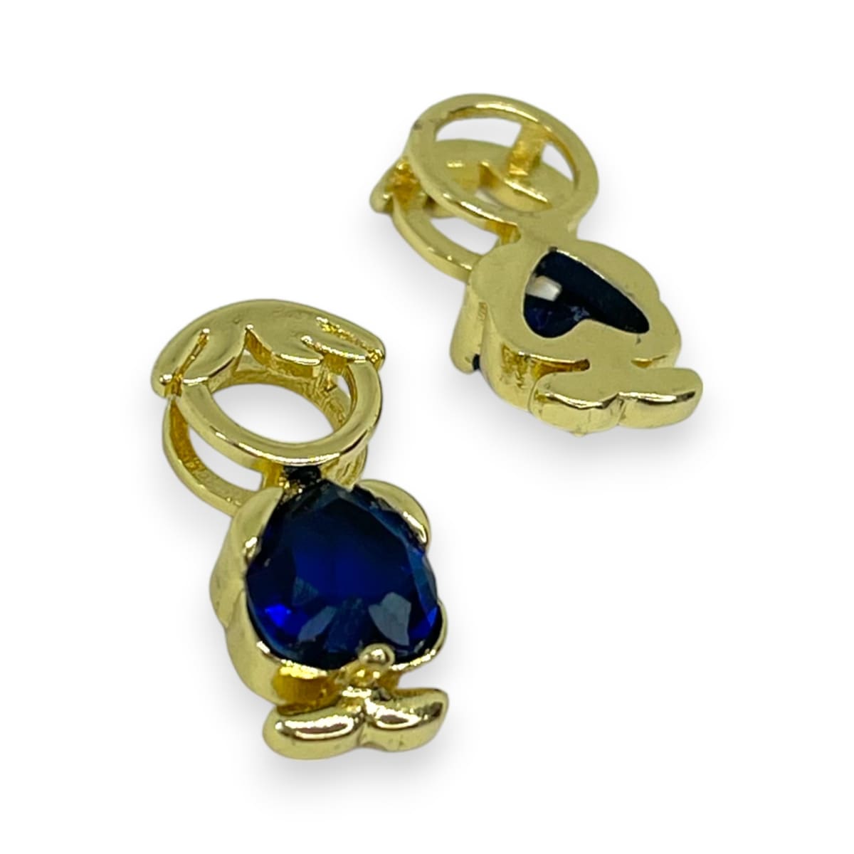 Dije pasador niño punto de luz azul baño de oro / unidad2