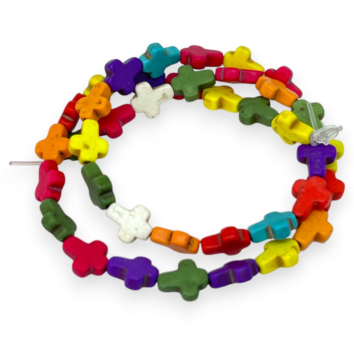 Cuenta pasadora cruz piedra turquesa fósil multicolor2